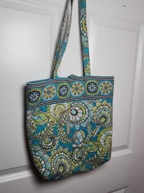 Vera Bradley Teal and Lime Paisley Quilted Tote Damaged Read Decripction